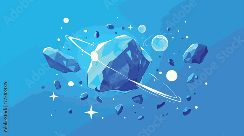 Space meteoric stone icon 2d flat cartoon vactor il