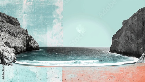 Contemporary Art Collage of Serene Baja California Beach