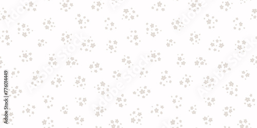 Subtle ditsy pattern. Simple vector white and beige seamless ornament with small flowers. Elegant abstract floral background. Minimalist texture. Repeated design for decor, fabric, wallpaper, print