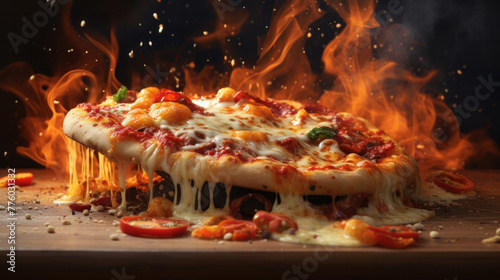 Pizza with prosciutto or parma ham pizza - Italian food style om oven