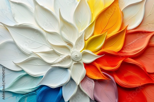 Rainbow petals swirl, colorful nursery room pattern, pristine white canvas ,3DCG,clean sharp focus