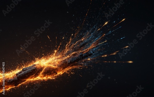 Abstract mash line and point bullet in flames style on dark background with an inscription. Business net speed of a starry sky or space, consisting of stars and the universe. Vector illustration. Very