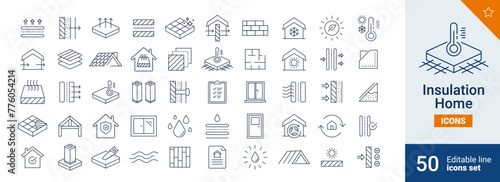 Insulation icons Pixel perfect. Construction, building, wall ... 