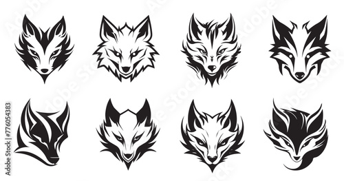 Set of Fox Gaming Mascot logo. for Gaming logo brands, for designs fox mascot logo collection. e sport logotype. Abstract illustration
