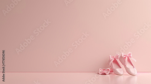 Soft pink ballet shoes, minimalist style.