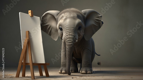 3D character of a cute elephant in children's style.generative.ai