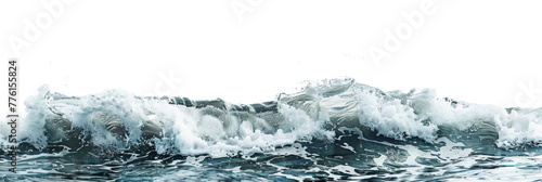 Dynamic ocean wave curling with frothy foam isolated on transparent background