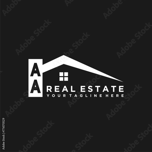 AA Initials Vektor Stok Real Estate Logo Design