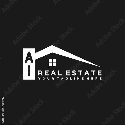 AI Initials Vektor Stok Real Estate Logo Design