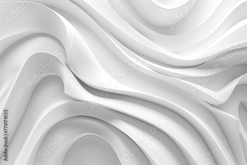 3d render of abstract white background with wavy lines and curves