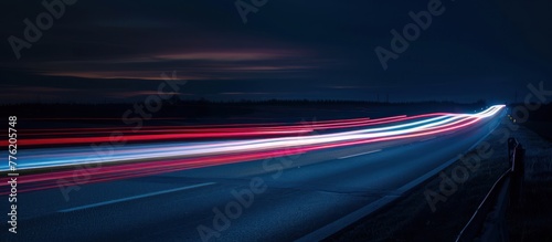 image of colorful light trails with motion blur effect in the road