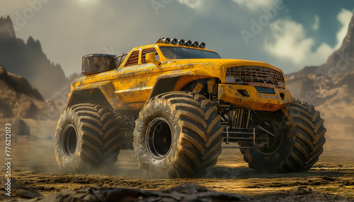 Majestic Monster Truck Dominates Rugged Desert Terrain
