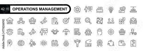 Operation management line icons. Editable stroke. Vector illustration.