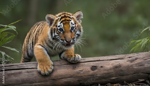 A-Tiger-Cub-Exploring-A-Fallen-Log- 2