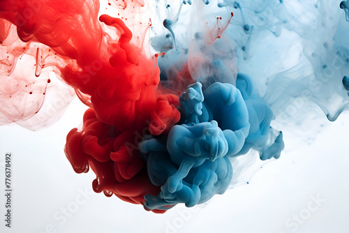 Abstract paint splash isolated on white background. Colorful ink in water.