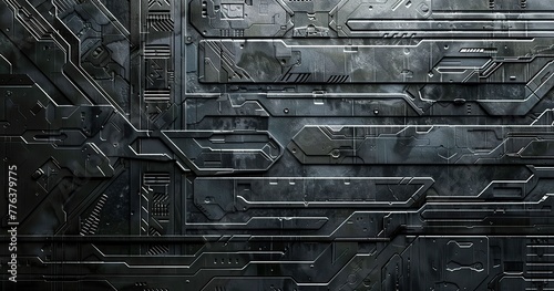 Sci Fi Wall Lines Paterns Simple for a Video Game Decal Texture, White on Black Background