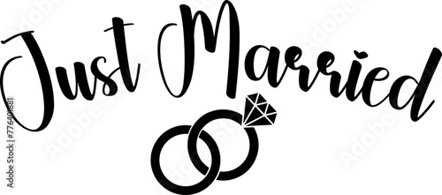 just married with rings vector file 