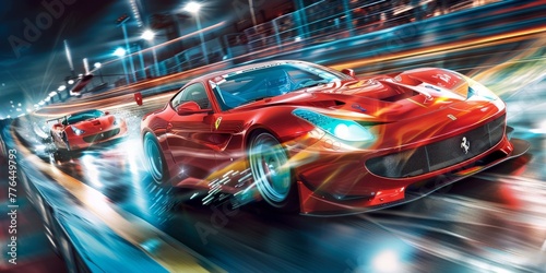 Adrenaline rush: thrilling speed racing action on the track.