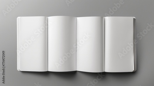 Blank Open Notebook on Gray Background
