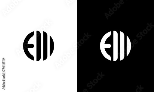 Initial E M logo in abstract round shape