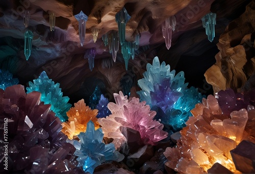 background with Crystal Glistening Gems: Explore a Mesmerizing Crystal Cavern