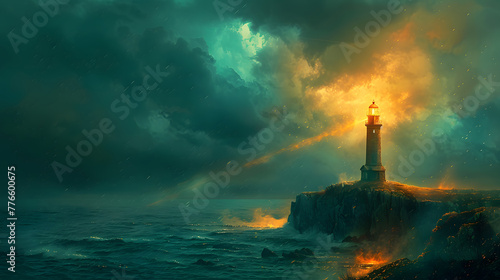 Lighthouse Beacon at Twilight