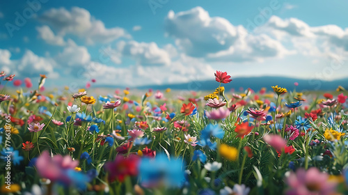 vibrant colors of a field of wildflowers in bloom