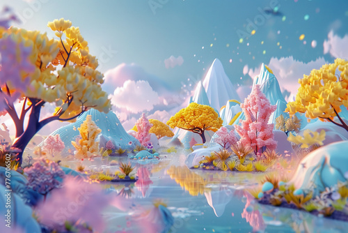 Craft a dreamlike abstract animated cartoon vision of heaven, where surreal landscapes shift and transform with the imagination of its inhabitants