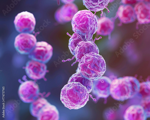 Streptococcus pneumoniae, Microscopic illustration, pastel colors, soft background