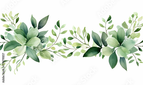 nature leaves frame in watercolor style illustration