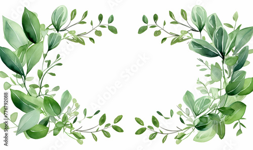 nature leaves frame in watercolor style illustration