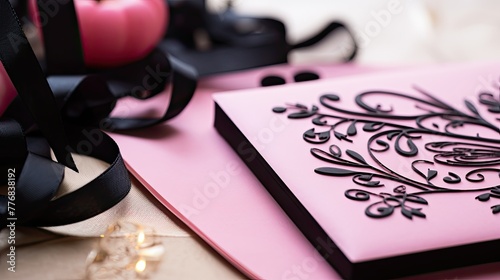 calligraphy pink and black happy birthday
