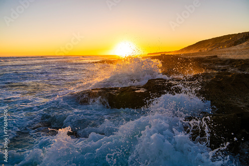 Sunset view with waves at 13th Beach, Barwon heads
