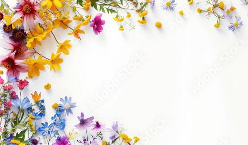 Blumen auf weissen Hintergrund, Geschenkkarte, Hinweisschild, KI generiert