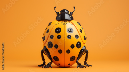 The gentle curve of a ladybird's back, its spots perfectly symmetrical, rendered in clay against a soft yellow background, highlighting the harmony and balance in nature's designs.