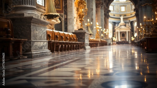 marble blurred st peters basilica interior