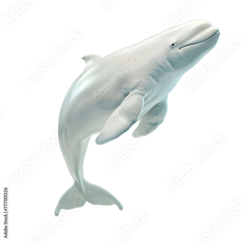 beluga whale in motion isolated white background