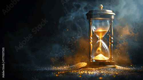 A digital hourglass with fast-falling sand, the rush of time