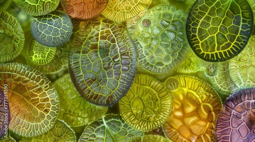 A colorful composite image of stomata on different types of plant leaves showcasing the diversity and complexity of these tiny structures.