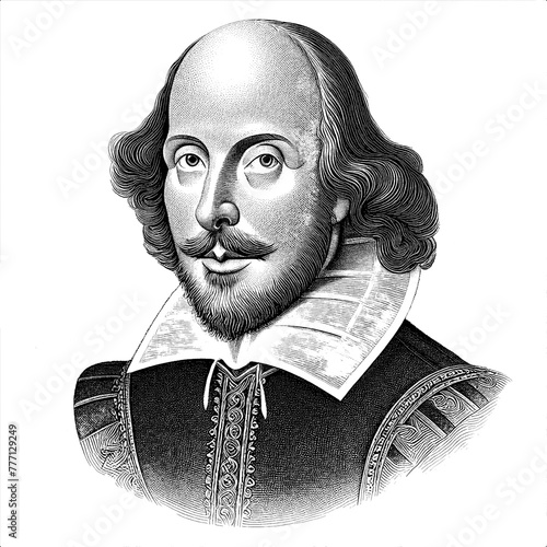 Timeless Elegance Discover High-Quality Stock Images Featuring William Shakespeare's Iconic Portrait, generative AI 