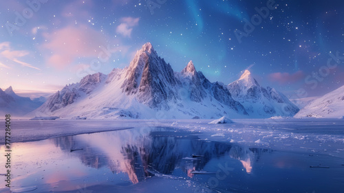 Nature Scenery, A serene arctic scene showcasing the Northern Lights.