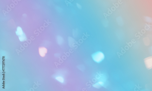 Luzes bokeh desfocadas luz iridescente sobre fundo colorido. Desfoques brilhantes. Rosa, azul alaranjado. Fundo de tela, proteção de tela. Banner, site, apresentação. Tons pastéis. Brilho, iluminado.