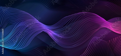 Abstract background with a blue and purple gradient of wavy lines on a dark background vector presentation design illustration digital line art in the style of minimalism