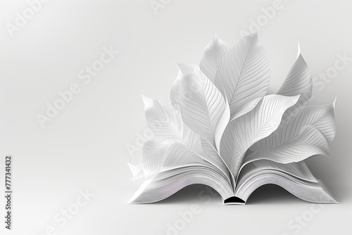 Livre ouvert avec des pages en feuilles
