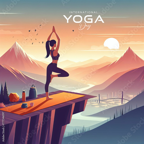 International Yoga Day | International Yoga Day poster, 21 June. Yoga day, poster, post, Vector, yoga body posture.Yoga, woman doing yoga, yoga day vector, illustration. International. day. of. Yoga, 