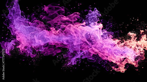 A colorful fire with purple and orange flames.