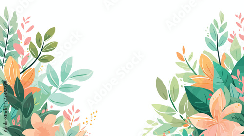 Floral design with fresh spring leaves. Abstract il