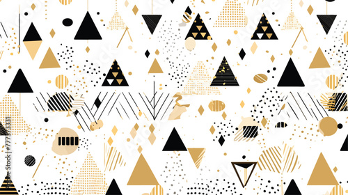 Geometric gold pattern for fashion and 2d flat cart