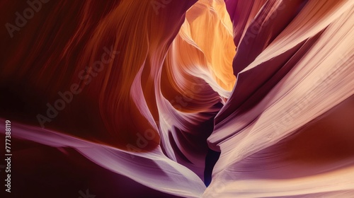 Majestic narrow cave passage in warm hues
