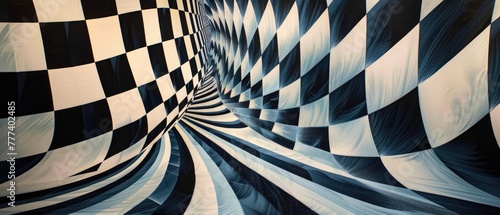 An optical illusion created with geometric patterns challenging the viewers perception
